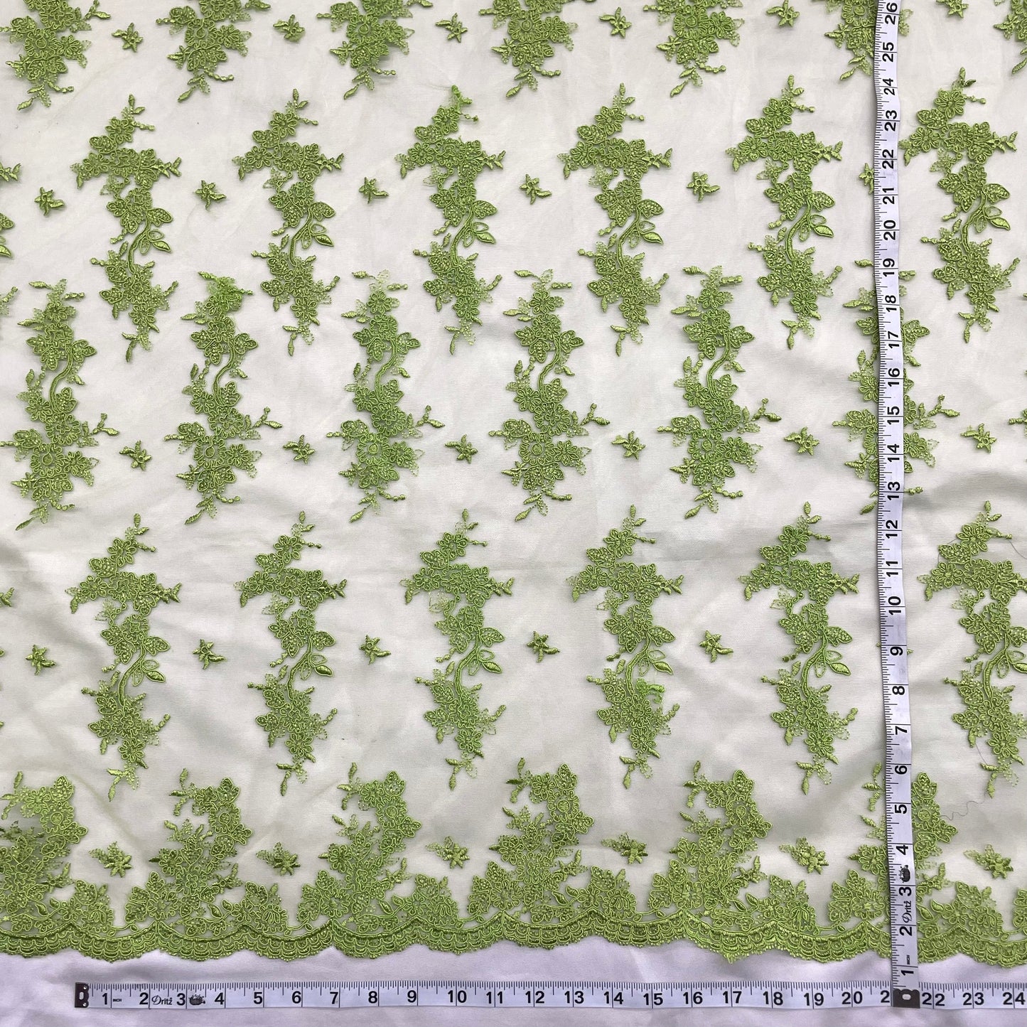 Corded Bridal Lace Fabric Embroidered on 100% Polyester Net Mesh | Lace USA - 96916W
