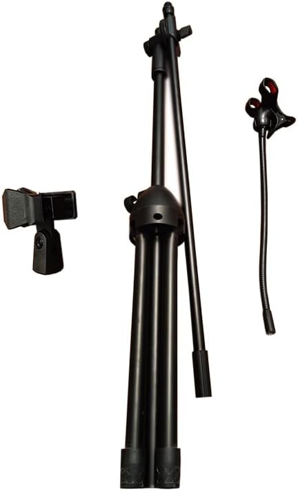 Adjustable Mic Stand with Boom Arm & Phone Holder