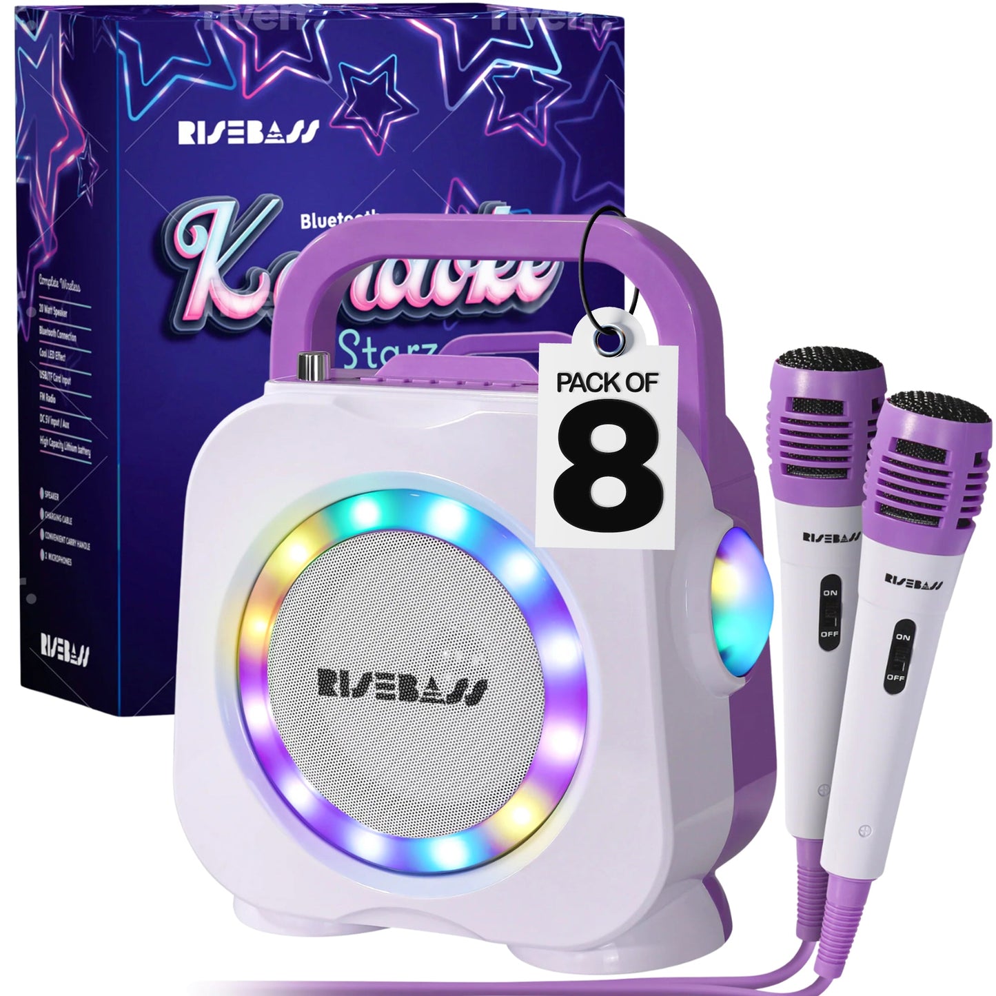 Purple Kids Bluetooth Karaoke Machine with 2 Microphone