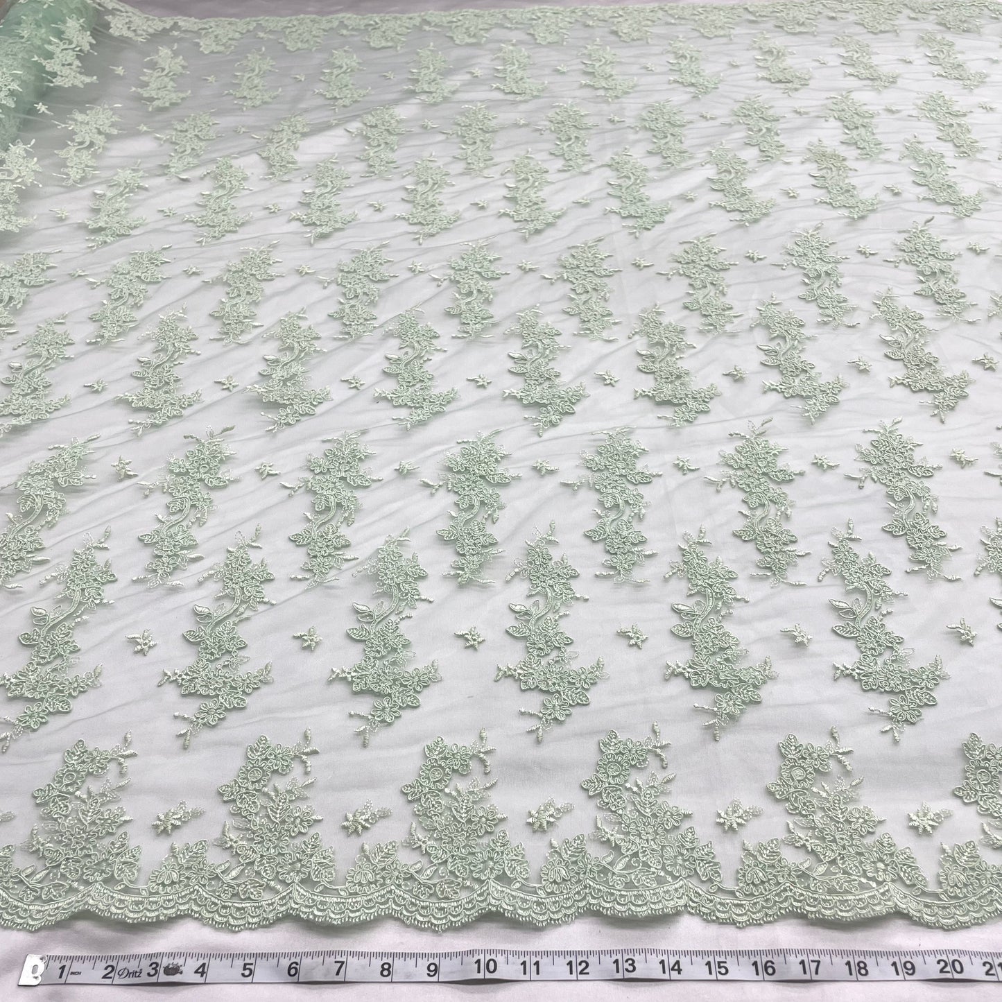 Corded Bridal Lace Fabric Embroidered on 100% Polyester Net Mesh | Lace USA - 96916W